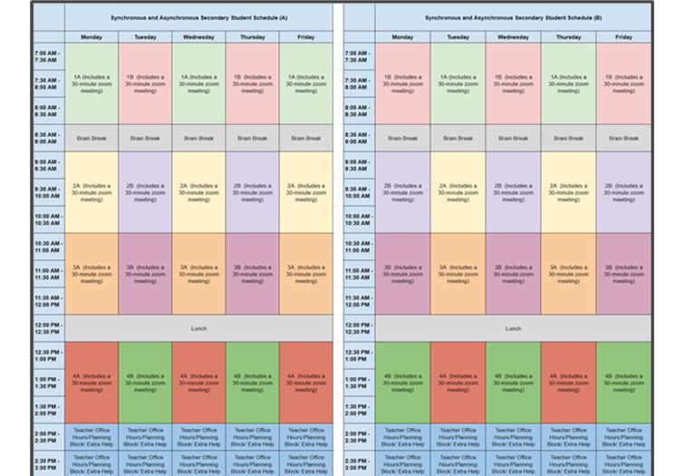 Secondary (6-12) Student Schedule 